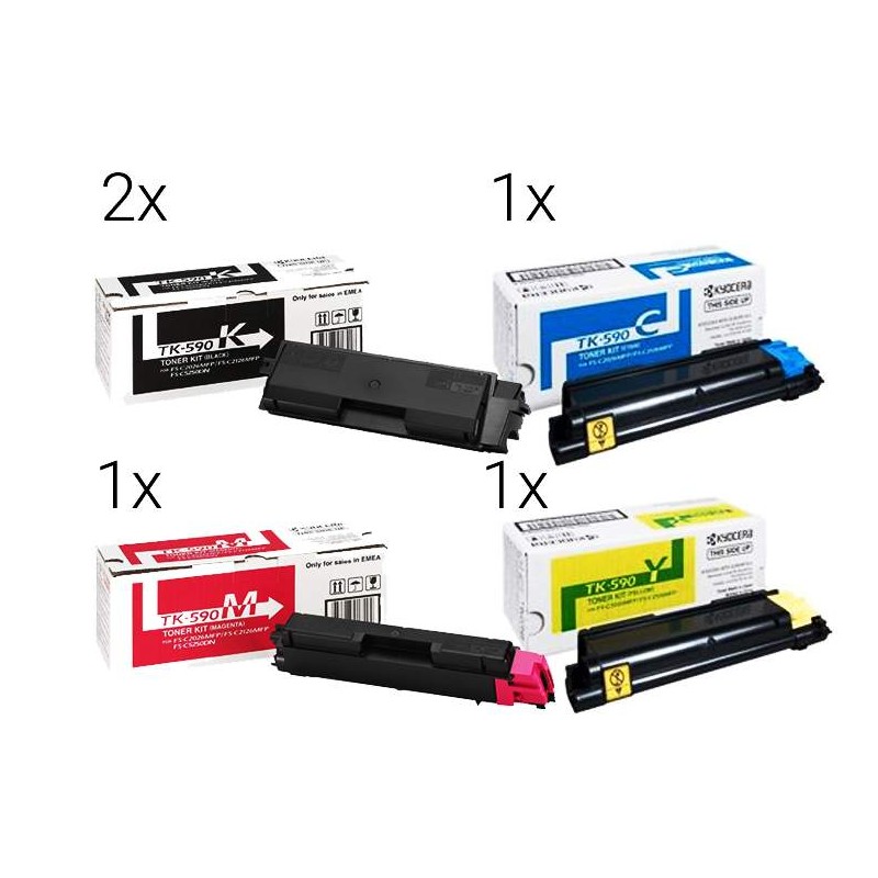 Kyocera Toner TK-590 Pack Ahorro (2x Noir & 1x Amarillo, Cyan, Magenta)