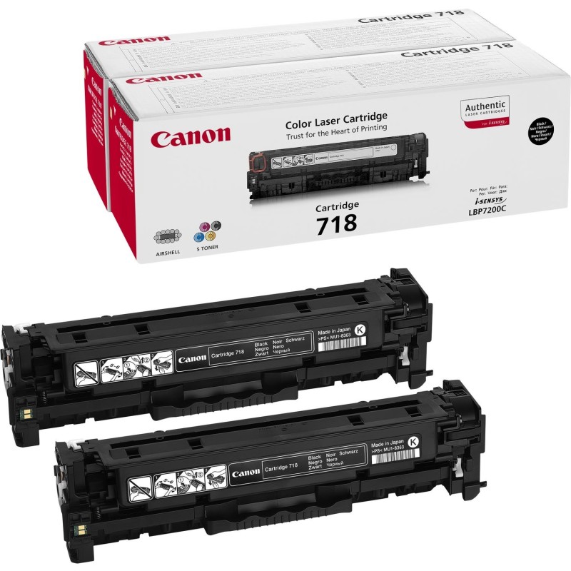 Canon Original 718BK VP (2662B005) Toner Pack de 2 Negro