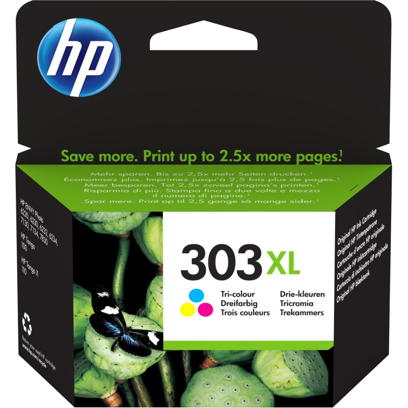 Original HP T6N03AE / 303XL Cartucho de Tinta color