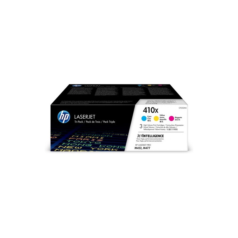 HP Original 410X (CF252XM) Toner - Pack de 3 Cian, Magenta, Amarillo