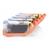 Compatible Canon CLI-521 Cartuchos de tinta Pack Ahorro (FBK,BK,C,M,Y,) 5 uds. con chip