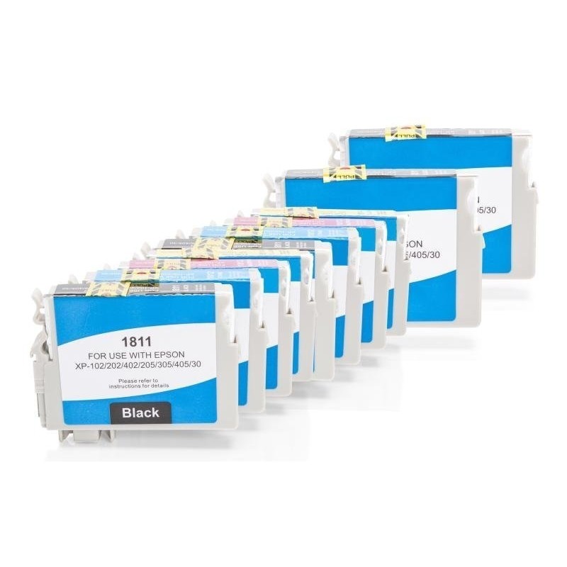 Compatible Epson T1811-T1814/18 XL Cartuchos de tinta Pack Ahorro (BK,C,M,Y) 10 uds.