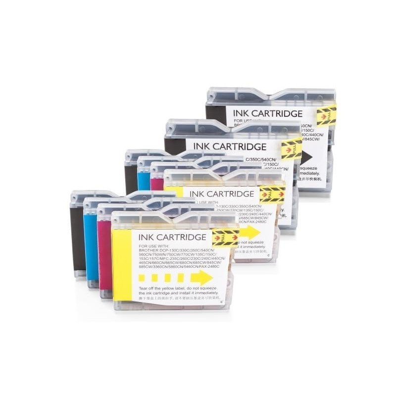 Compatible Brother LC-1000 Cartuchos de tinta Pack Ahorro (4xBK, 2xC,M,Y) 10 uds.