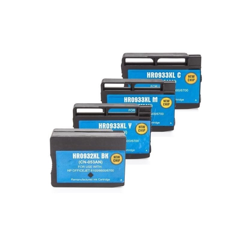 Compatible HP C2P42AE / 932 XL - 933 XL Cartuchos de tinta Pack Ahorro (Negro, Cian, Magenta, Amarillo)