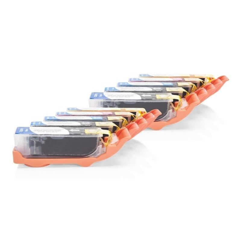 Compatible Canon CLI-521 Cartuchos de tinta Pack Ahorro (2xFBK,BK,C,M,Y) 10 uds. con chip