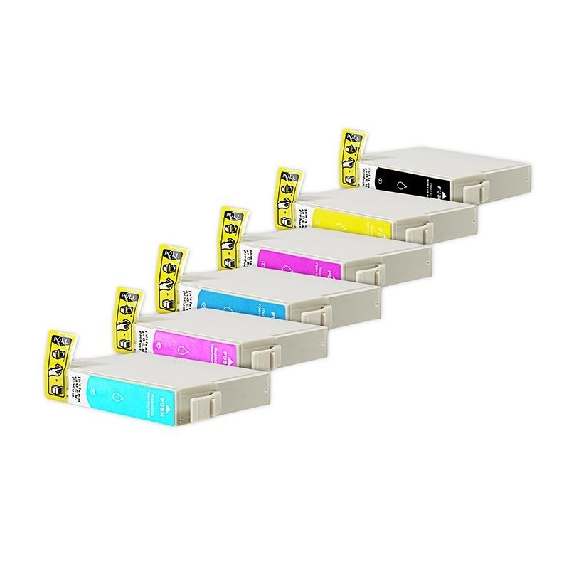 Compatible Epson T0801-T0806 Pack Ahorro (2xBK,C,M,Y+LC,LM) 10uds.